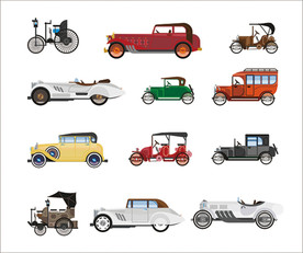 复古老爷车矢量卡通插画
