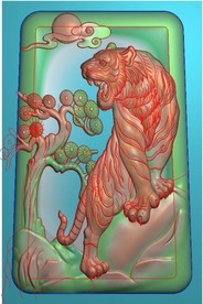 上山虎挂件玉雕老虎牌子精雕图