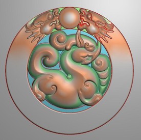 仿古兽玉雕貔貅挂件圆牌精雕图