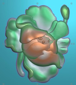 玉雕莲花挂件精雕图浮雕图灰度图