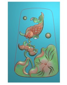 荷花鲤鱼挂件玉雕莲花鱼牌子精雕