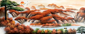 山水油画国画招财画风景画