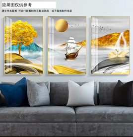 發(fā)財(cái)樹帆船裝飾畫