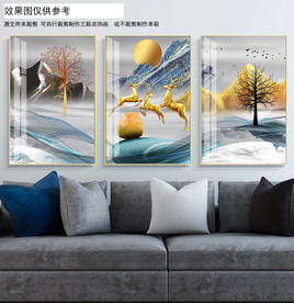 石來運(yùn)轉(zhuǎn)麋鹿發(fā)財(cái)樹裝飾畫