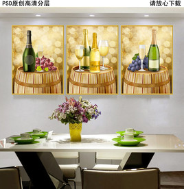 葡萄酒复古餐厅油画