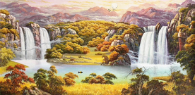 山水招财画油画