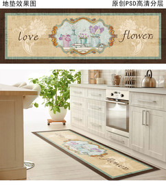 欧式田园风厨房地垫