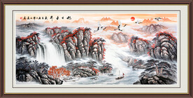 旭日东升 山水画