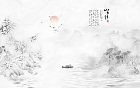 新中式山水背景墻