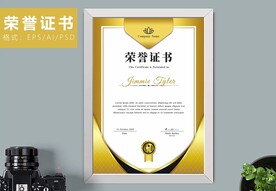 荣誉证书时尚竖版证书