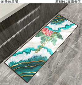 欧式复古花纹厨房地垫