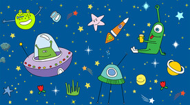 卡通外星生物背景墙