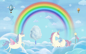 卡通可爱独角兽背景墙