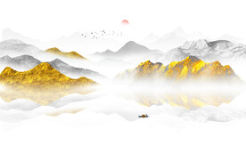 金箔水墨山水背景墻