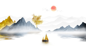 水墨山水畫背景墻