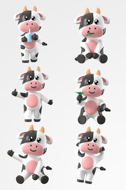 c4d卡通可愛奶牛3d元素素材