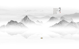 电视背景墙山水画