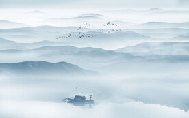 意境水墨山水画床头装饰画