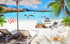 悠閑沙灘躺椅電視背景墻