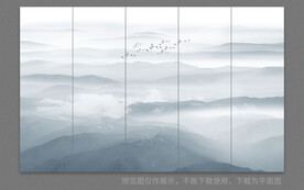 中式屏风隔断山水画