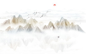 意境水墨山水畫背景墻