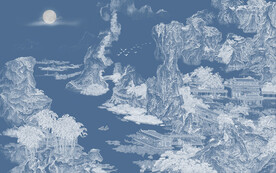 线条山水背景墙