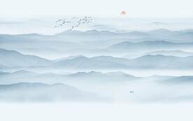 新中式水墨山水畫背景墻