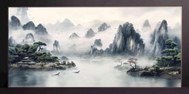 山水畫裝飾畫無框畫