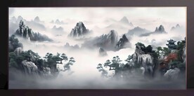 山水畫裝飾畫無框畫