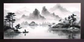 山水畫(huà)裝飾畫(huà)無(wú)框畫(huà)