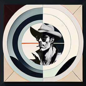 抽象牛仔人物畫