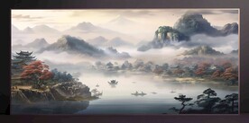 山水畫(huà)裝飾畫(huà)無(wú)框畫(huà)
