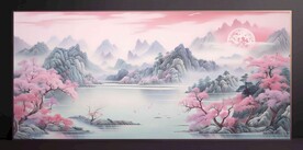 山水畫裝飾畫無框畫