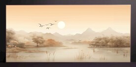 山水畫裝飾畫無框畫