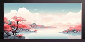 山水畫裝飾畫無框畫