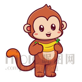 可爱卡通小猴子矢量素材插画