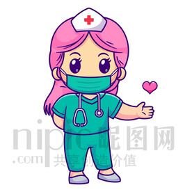 可愛(ài)卡通女護(hù)士插畫(huà)素材