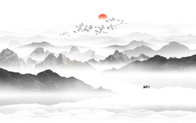 新中式水墨山水畫背景墻
