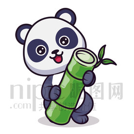 可愛(ài)卡通大熊貓玩竹子