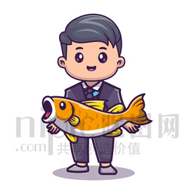 可愛卡通釣魚比賽釣魚人