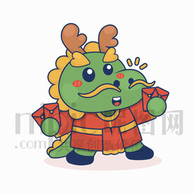 可愛卡通龍手拿紅包