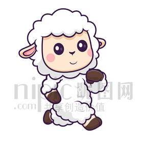 可愛卡通跑步的小綿羊