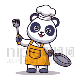 卡愛卡通動物大熊貓插畫素材