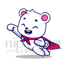 可愛卡通超人北極熊