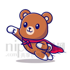 可愛卡通超人小熊
