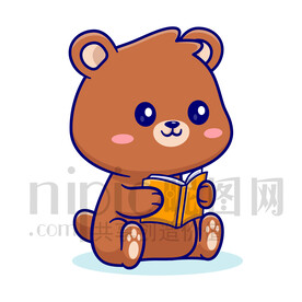 可愛卡通拿著書學(xué)習(xí)的熊