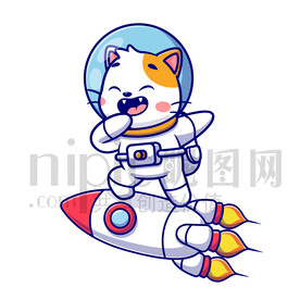 可爱卡通穿着宇航服的太空小猫咪