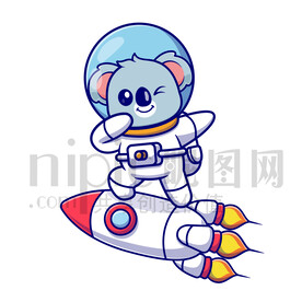 可愛卡通穿著宇航服的太空考拉熊