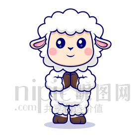 可愛卡通小白羊綿羊