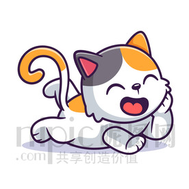 可愛卡通笑瞇瞇的小貓咪